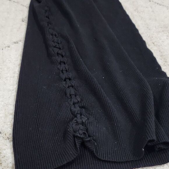 Zara Knit Black Ribbed Dress Sid Lace Up Women Size Medium Whimsigoth Baddie - Picture 7 of 8